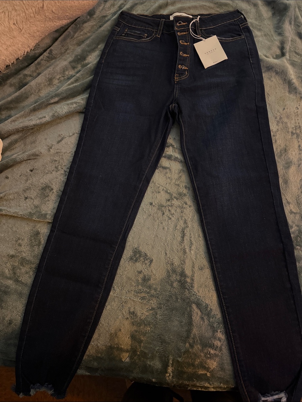 KanCan Dark Blue High-Rise Skinny Jeans with Button Fly
